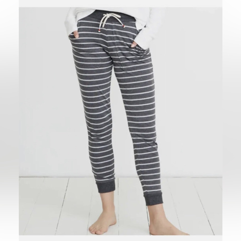 Marine Layer Women's XL Stripes Sweatpants Gray Joggers Drawstrings